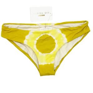 Martha Rey Hipster Bikini Bottom Gold Yellow Mustard Tie Dye Large L NEW